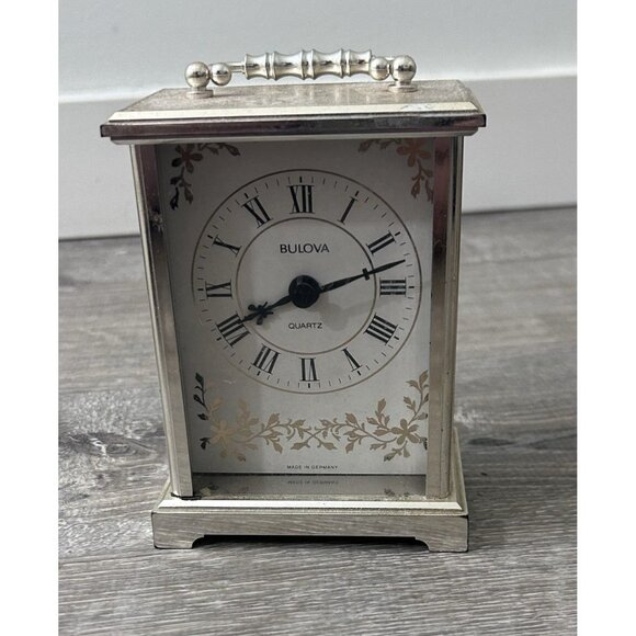 Vintage Germany Bulova Quartz Brass/Plastic Carriage Clock T2 B1307 288 Runs - Picture 1 of 6